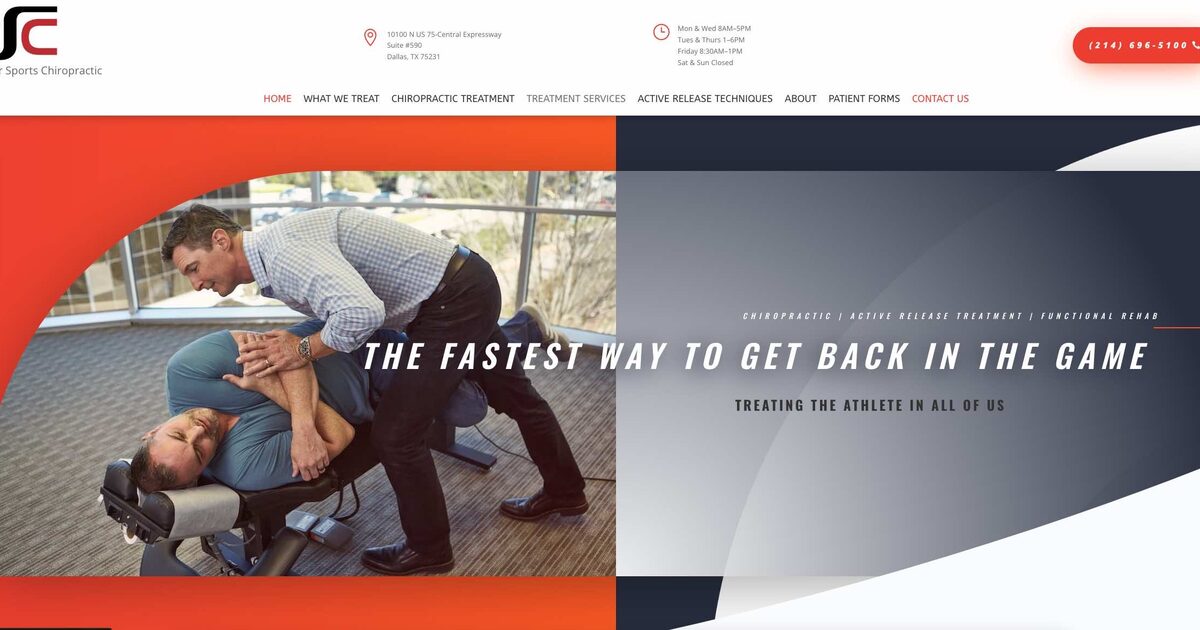 Premier Sports Chiropractic of Dallas, TX — website case study by WebJIVE