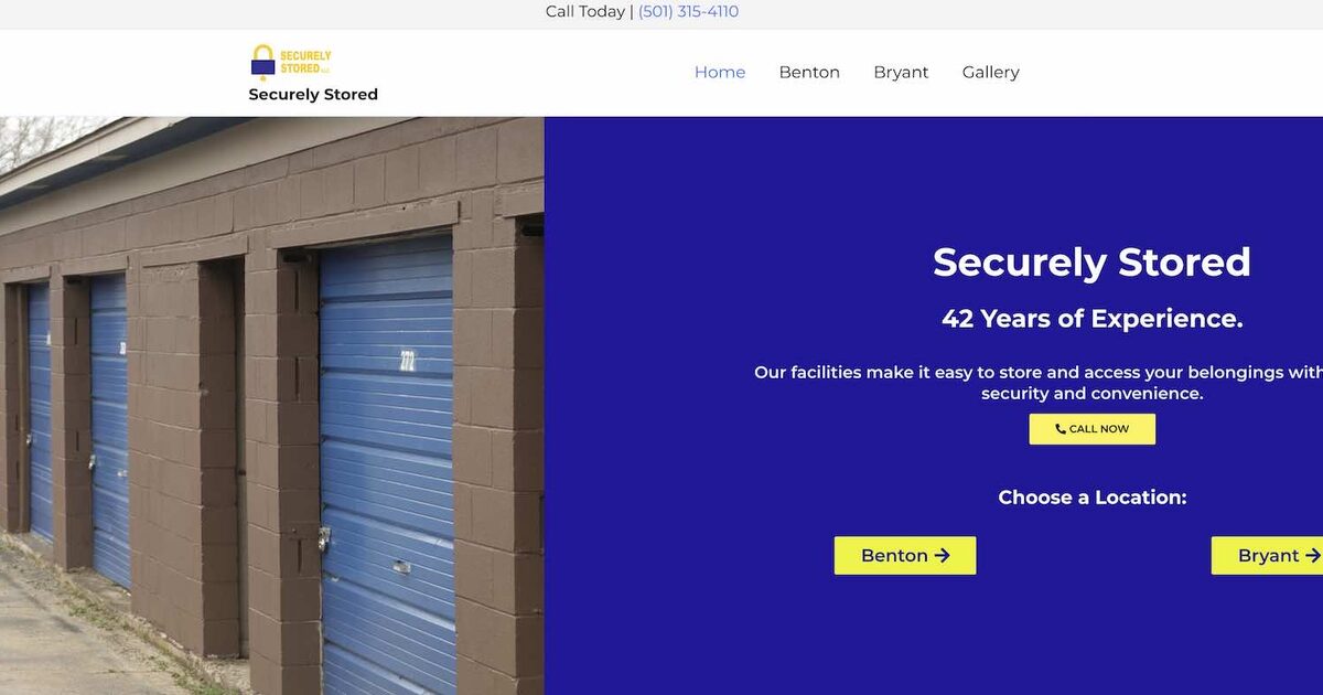 Securely Stored self storage of Benton &amp; Bryant, AR — SEO case study