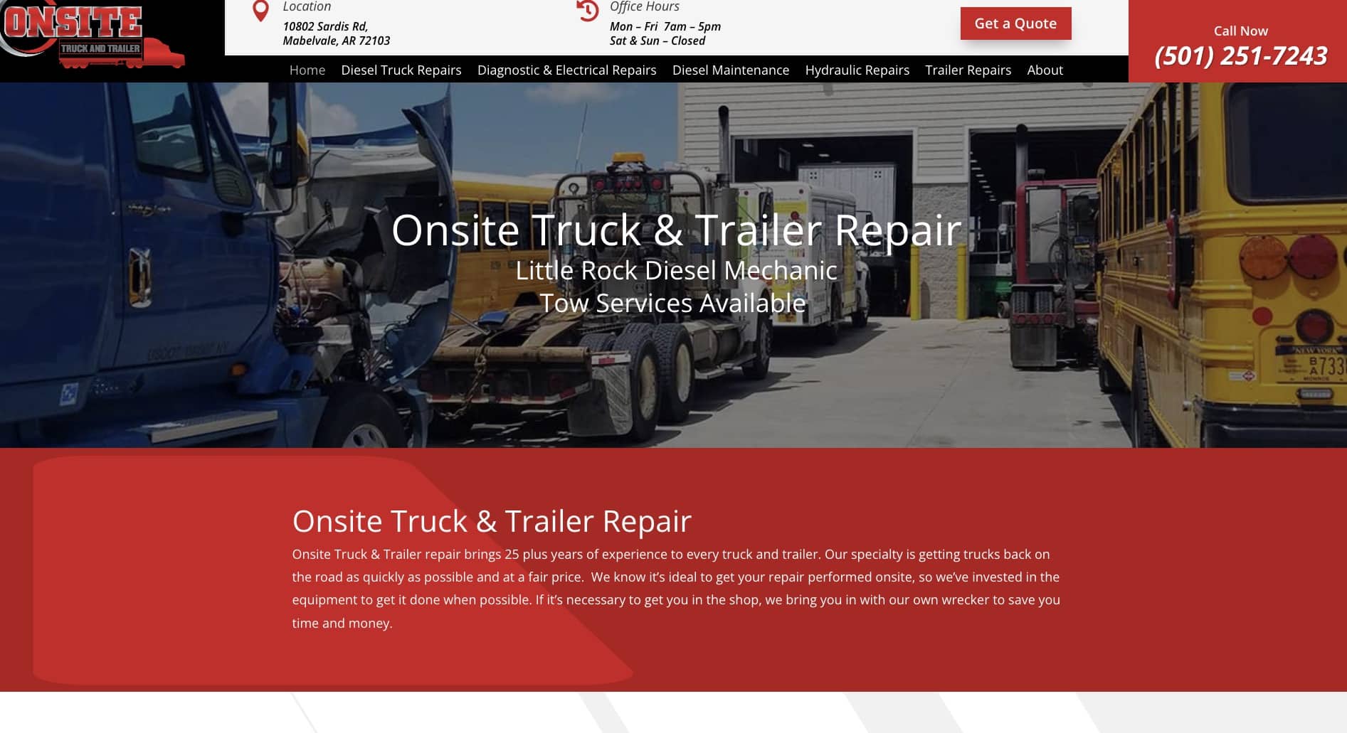Onsite Truck &amp; Trailer Repair Website Redesign and SEO Project Case Study